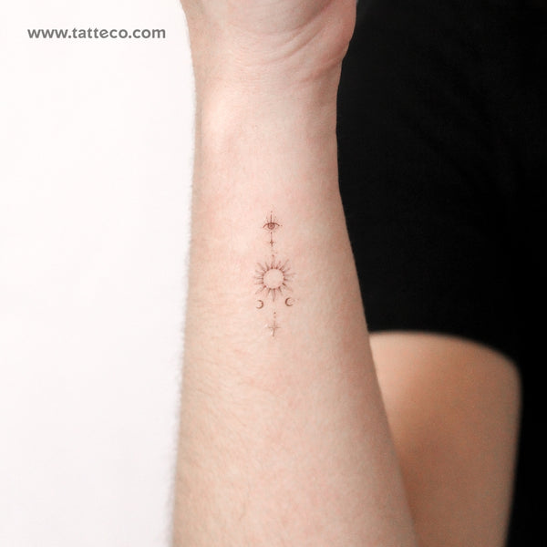 Eye And Sun By Stefano Mazza Temporary Tattoo - Set of 3