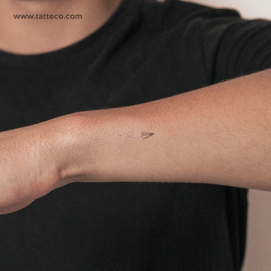 Small Flying Paper Plane Semi-Permanent Tattoo - Set of 2