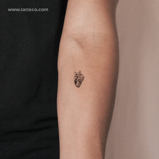 Floral Anatomical Heart Semi-Permanent Tattoo - Set of 2