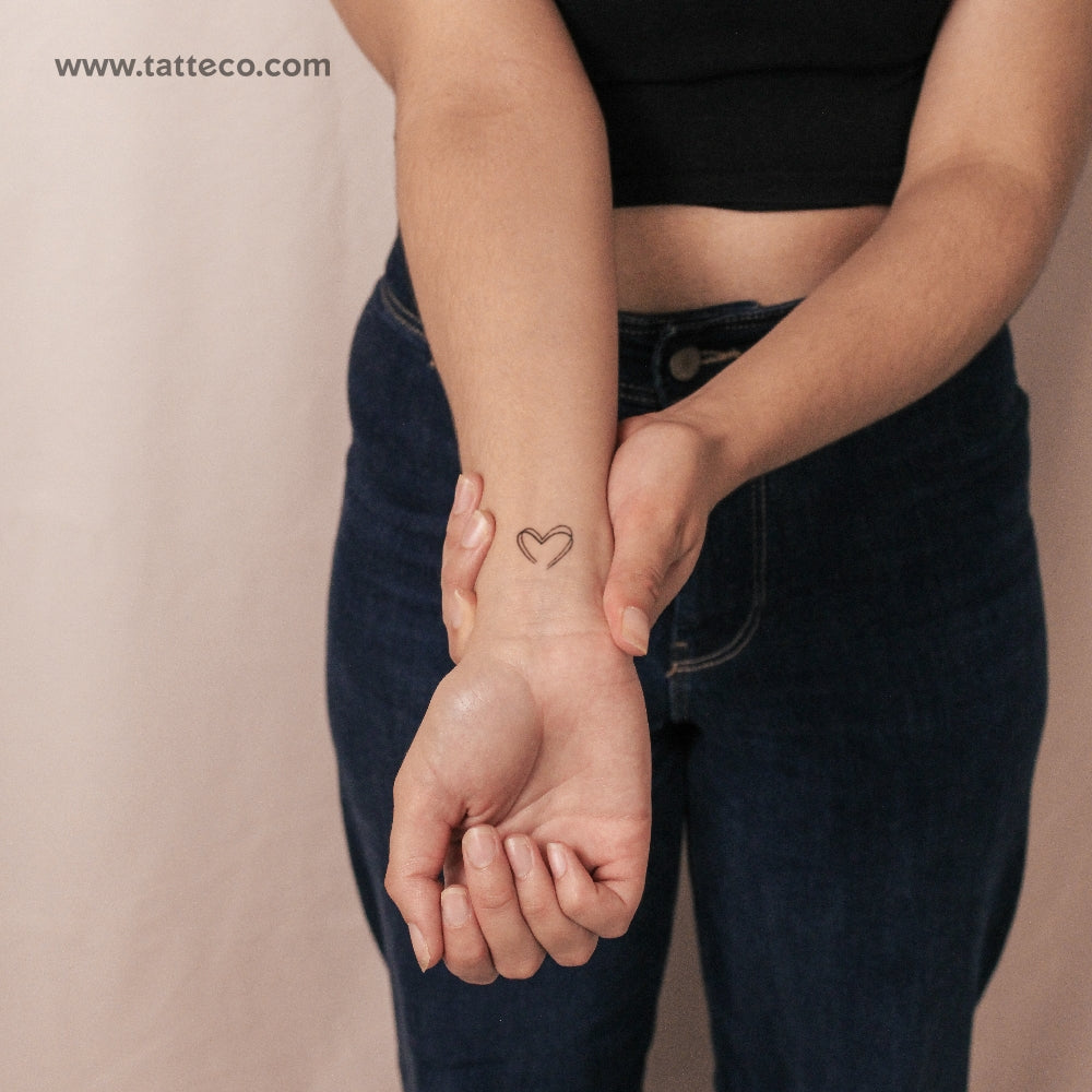 Double Heart Semi-Permanent Tattoo - Set of 2