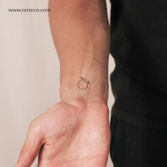 Tatuaje semipermanente de limón de una sola línea (juego de 2)