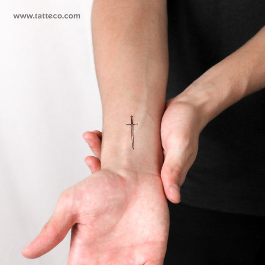 Fine Line Sword Temporary Tattoo - Set of 3
