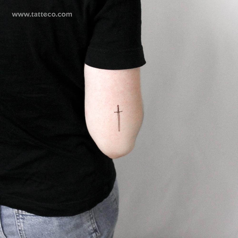 Fine Line Sword Temporary Tattoo - Set of 3