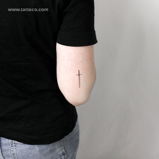 Fine Line Sword Temporary Tattoo - Set of 3