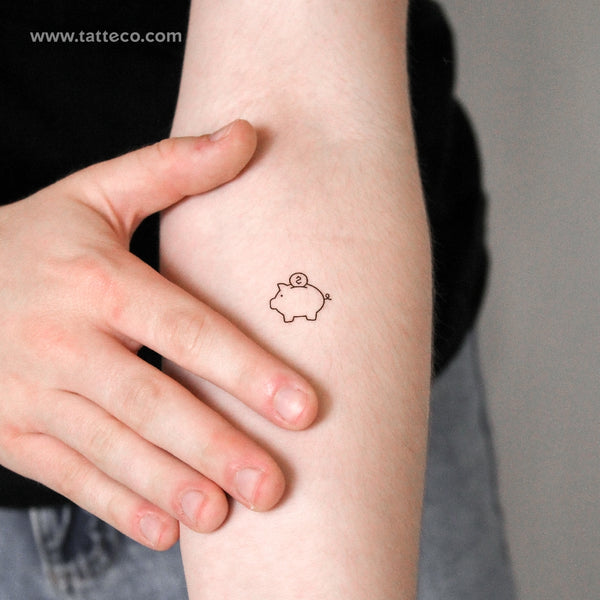 Piggy Bank Temporary Tattoo - Set of 3