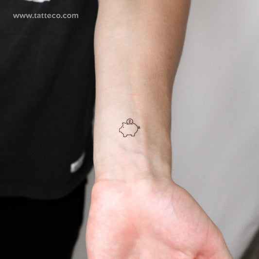 Piggy Bank Temporary Tattoo - Set of 3