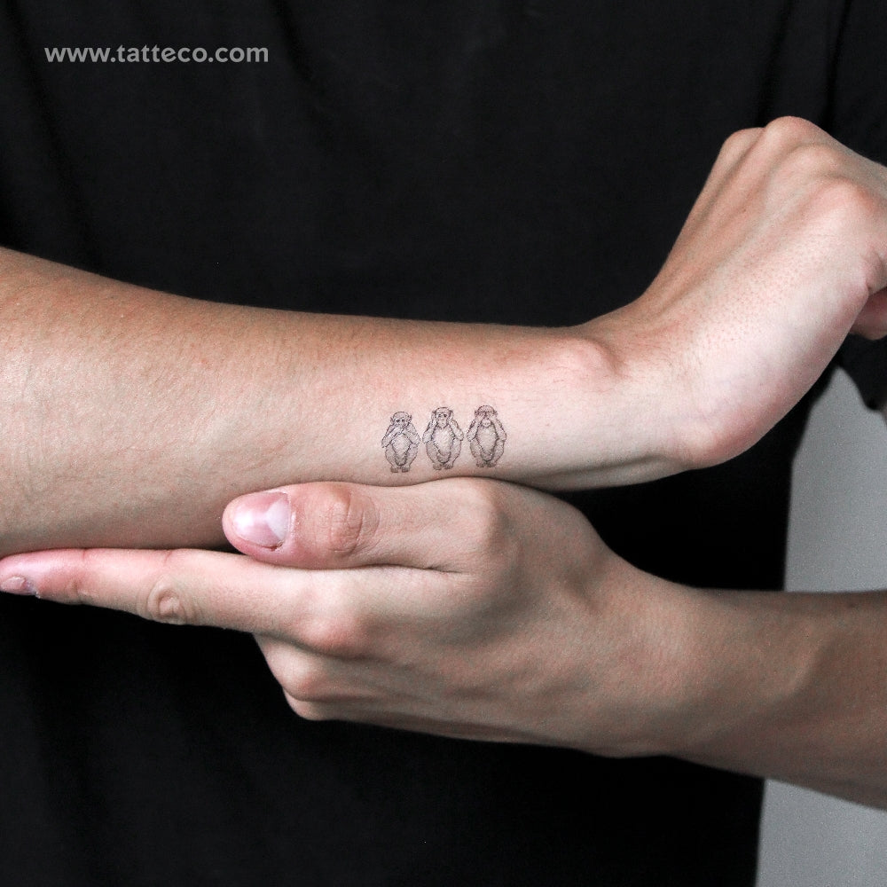 Three Wise Monkeys Temporary Tattoo - Set of 3