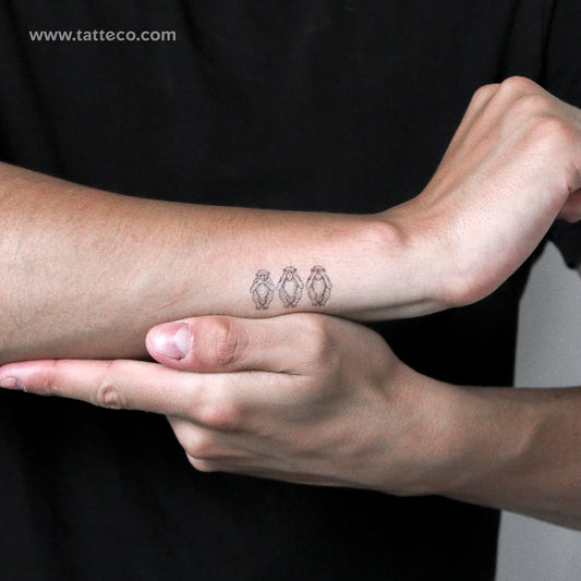 Three Wise Monkeys Temporary Tattoo - Set of 3