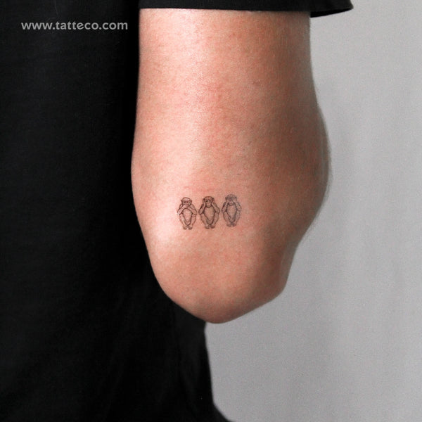 Three Wise Monkeys Temporary Tattoo - Set of 3
