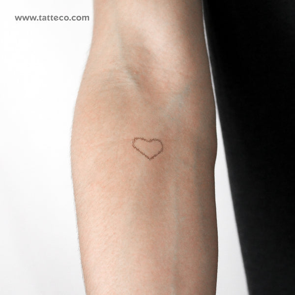 Small Heart Shaped Barbed Wire Temporary Tattoo - Set of 3