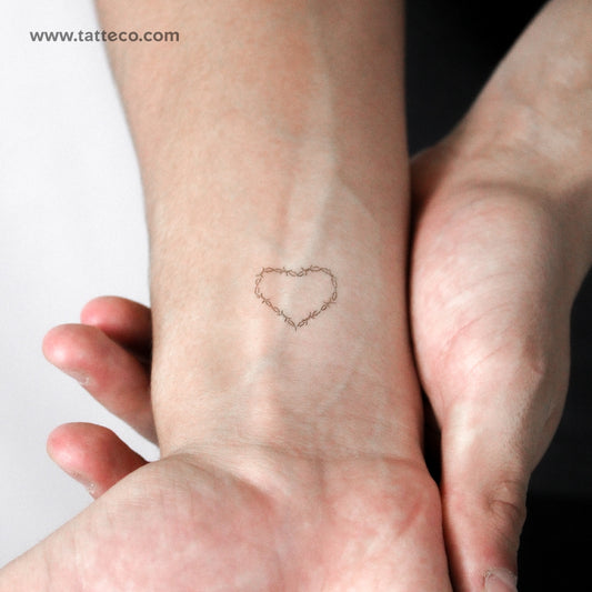 Small Heart Shaped Barbed Wire Temporary Tattoo - Set of 3