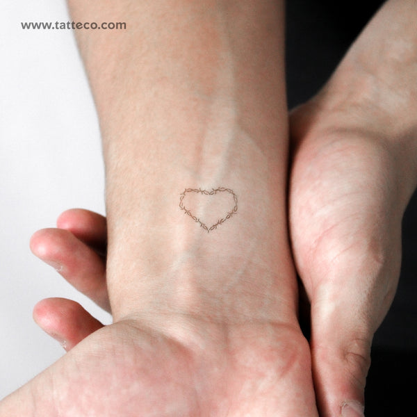 Small Heart Shaped Barbed Wire Temporary Tattoo - Set of 3