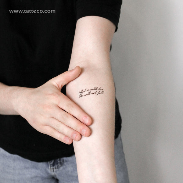 God Is With Her She Will Not Fall Temporary Tattoo - Set of 3