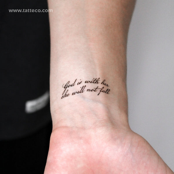 God Is With Her She Will Not Fall Temporary Tattoo - Set of 3