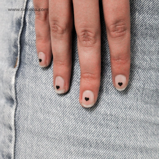 Small Black Hearts Nail Decals Temporary Tattoo - Set of 3