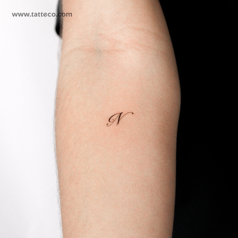 Cursive N Script Temporary Tattoo - Set of 3