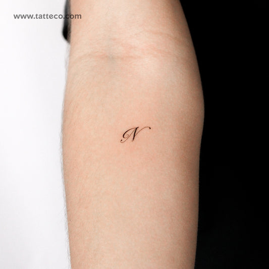 Cursive N Script Temporary Tattoo - Set of 3