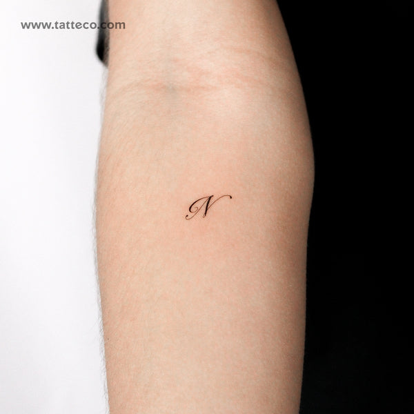 Cursive N Script Temporary Tattoo - Set of 3