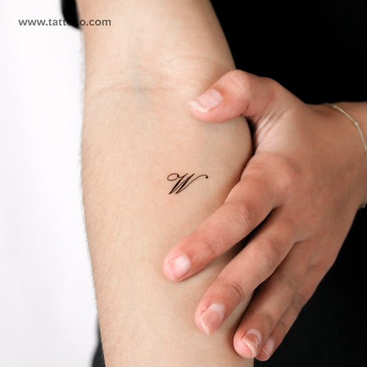 Letter W Script Temporary Tattoo - Set of 3