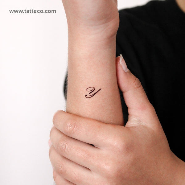 Letter Y Script Temporary Tattoo - Set of 3