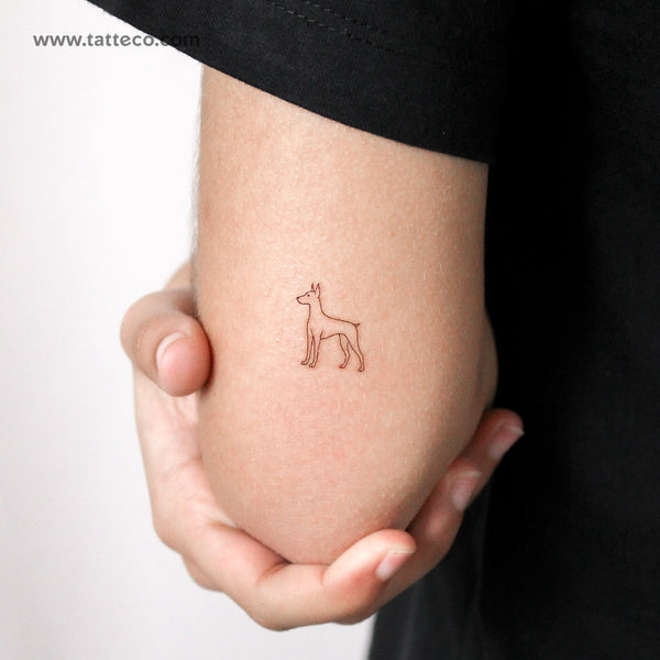 Fine Line Doberman Temporary Tattoo - Set of 3