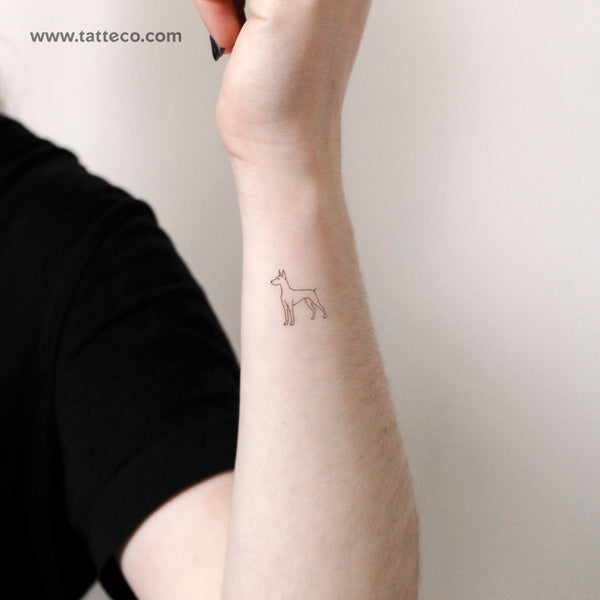 Fine Line Doberman Temporary Tattoo - Set of 3