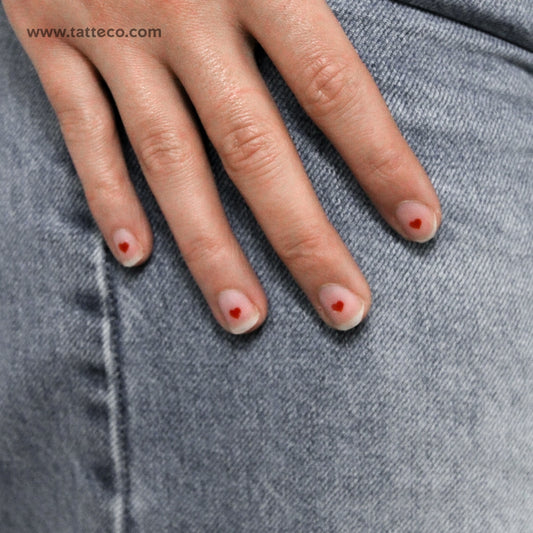 Red Heart Nail Tattoos
