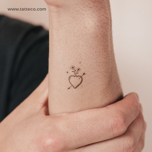 Little Heart And Arrow By Stefano Mazza Temporary Tattoo - Set of 3