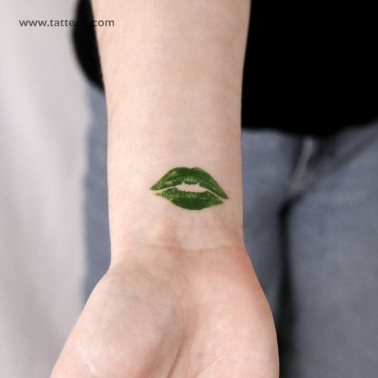 Green Kiss Mark Temporary Tattoo - Set of 3