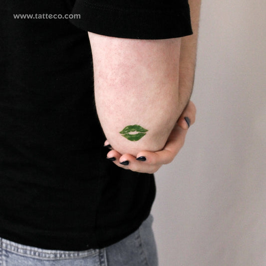 Green Kiss Mark Temporary Tattoo - Set of 3