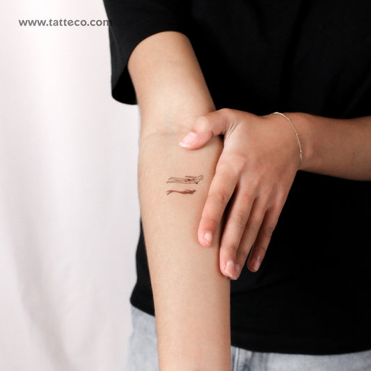 Swimmer And Mermaid Shadow Temporary Tattoo - Set of 3