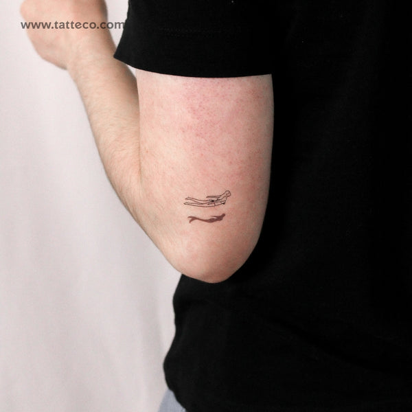 Tatuaje temporal de sombra de nadador y sirena (juego de 3)