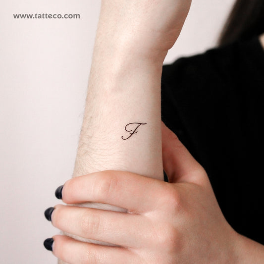 Letter F Script Temporary Tattoo - Set of 3