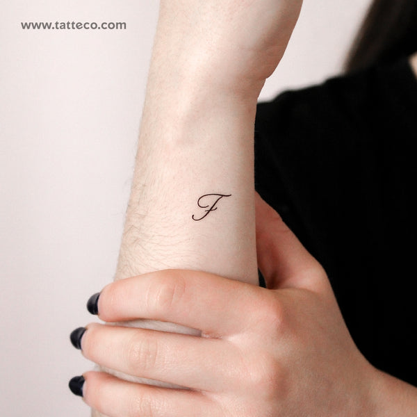 Letter F Script Temporary Tattoo - Set of 3