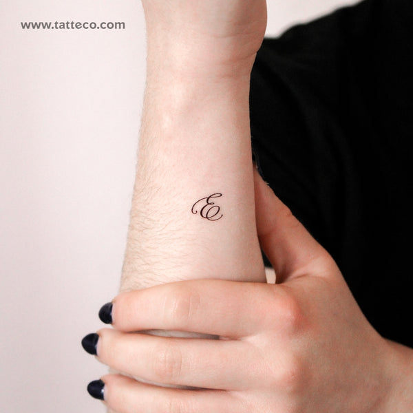 Cursive Letter E Script Temporary Tattoo - Set of 3