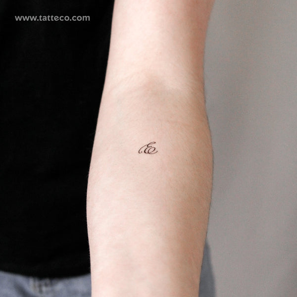Cursive Letter E Script Temporary Tattoo - Set of 3