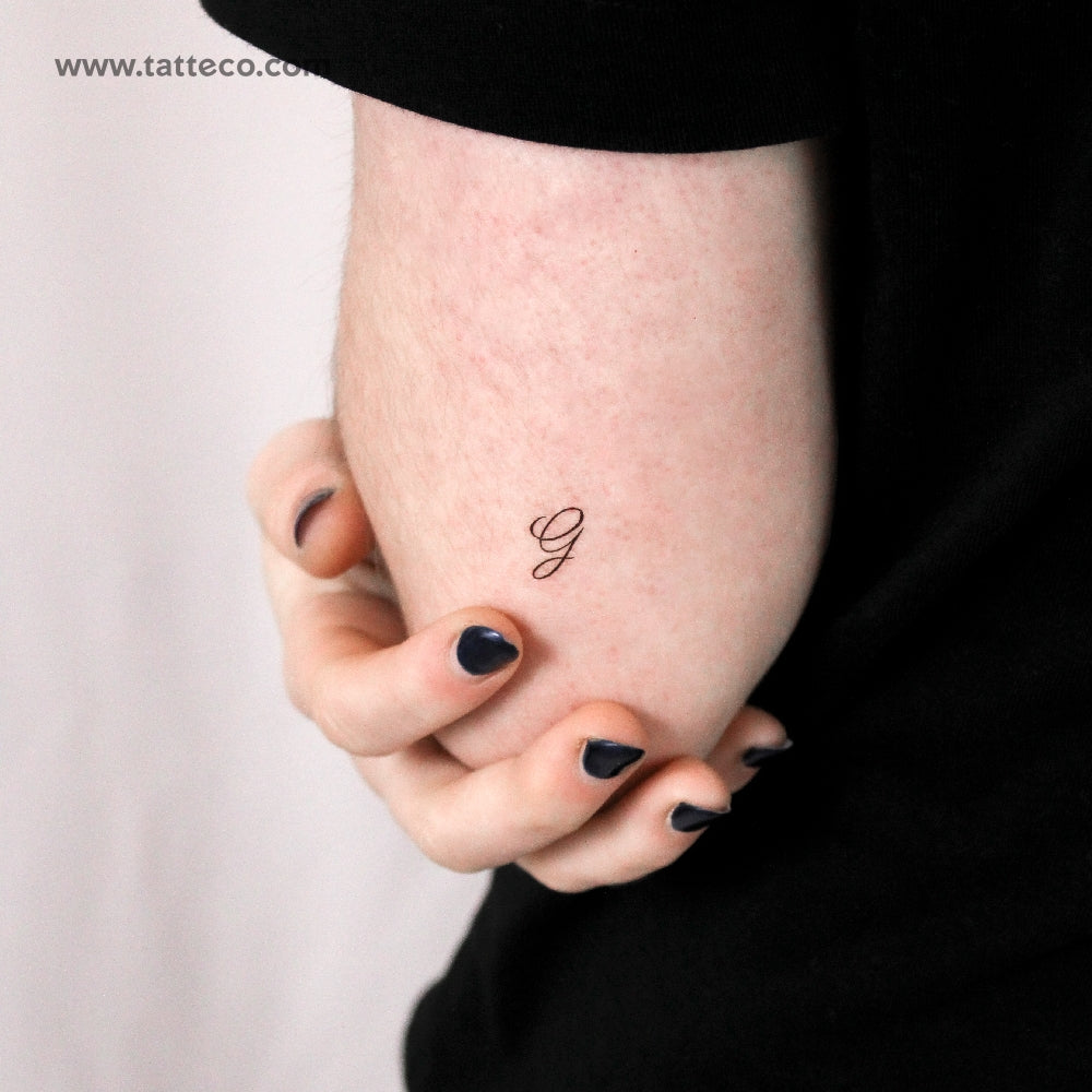 Letter G Script Temporary Tattoo - Set of 3