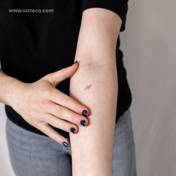 Letter H Script Temporary Tattoo - Set of 3