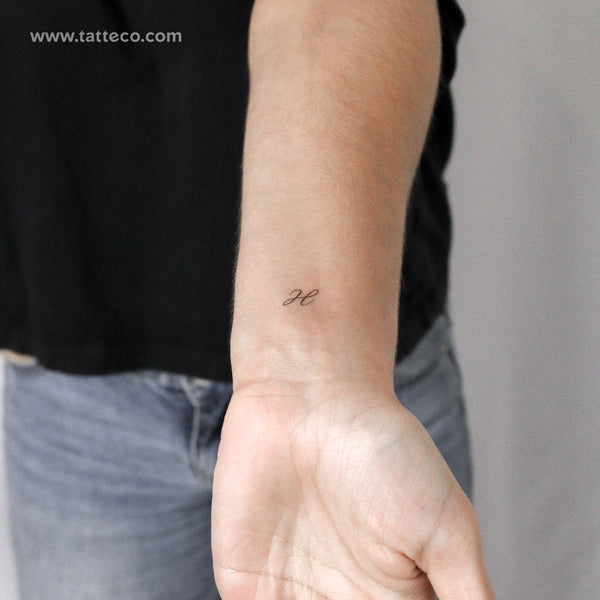 Letter H Script Temporary Tattoo - Set of 3