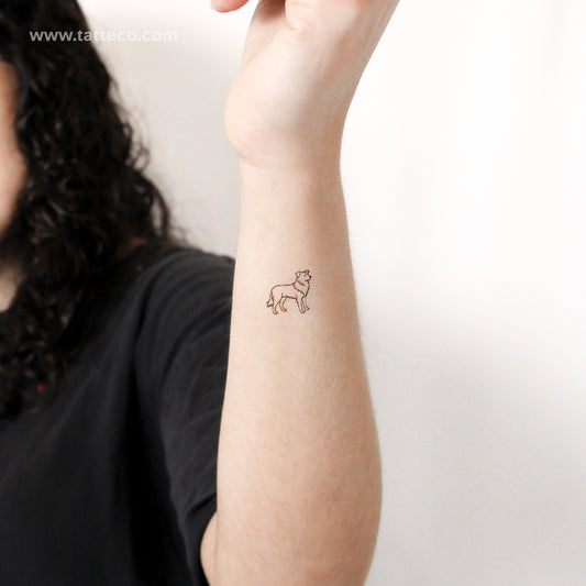 Minimalist Border Collie Temporary Tattoo - Set of 3