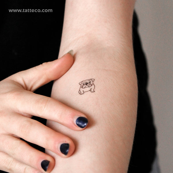 Bulldog Temporary Tattoo - Set of 3