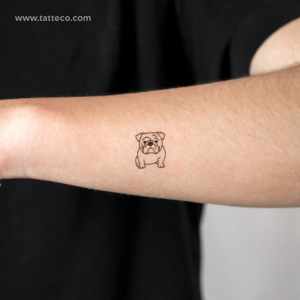 Bulldog Temporary Tattoo - Set of 3