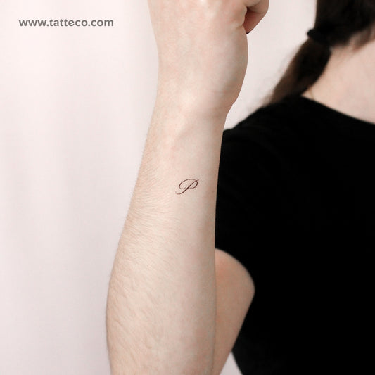 Letter P Script Temporary Tattoo - Set of 3
