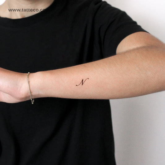 Letter N Script Temporary Tattoo - Set of 3