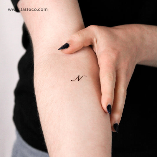 Letter N Script Temporary Tattoo - Set of 3