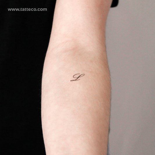 Cursive L Script Temporary Tattoo - Set of 3