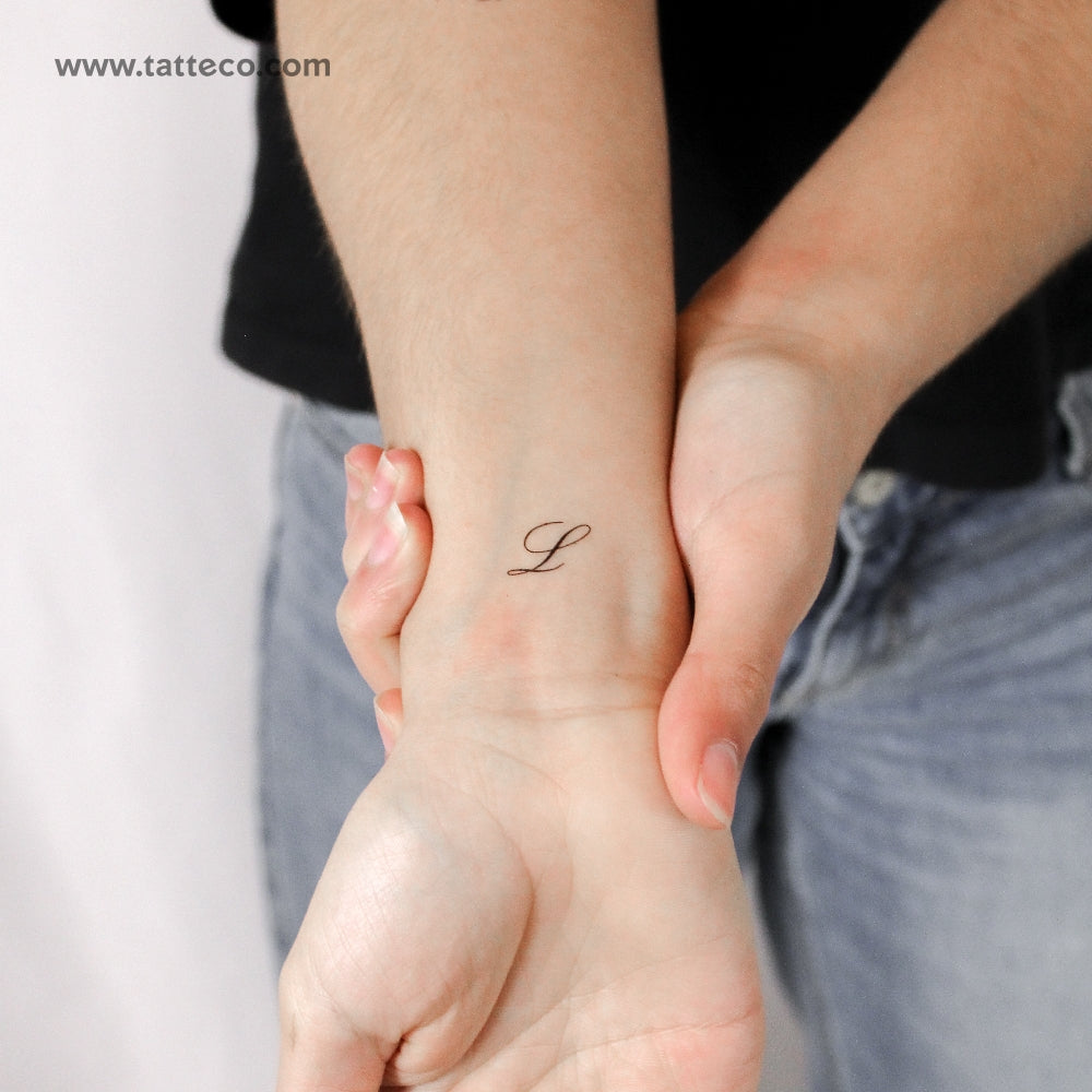 Cursive L Script Temporary Tattoo - Set of 3