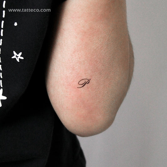 Cursive P Script Temporary Tattoo - Set of 3