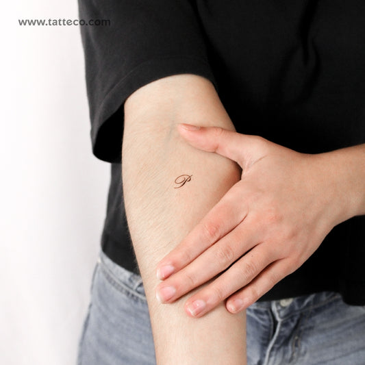 Cursive P Script Temporary Tattoo - Set of 3