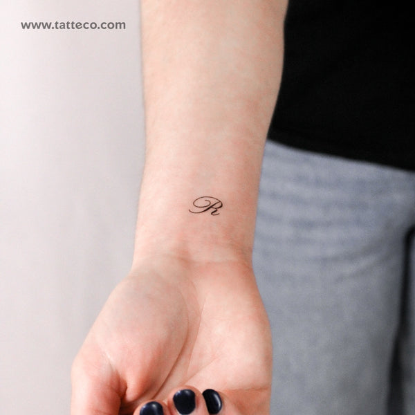Letter R Script Temporary Tattoo - Set of 3